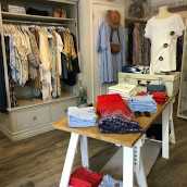 A display of clothing items inside the shop